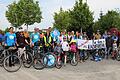 Etwa 50 kleine und große Radfahrer und Radfahrerinnen aus dem Landkreis Kitzingen trafen sich am Sonntag zu einer Fahrraddemo im Stadtpark in Stadtschwarzach. Sie demonstrierten für kinder- und fahrradfreundliche Orte.