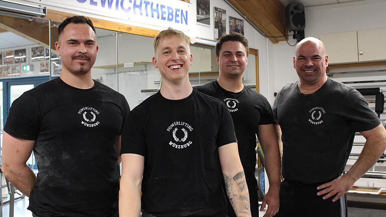 Der Verein Powerlifting Würzburg&nbsp;trat in der Bundesliga im 'Equipped Kraftdreikampf' mit (von links) Tony Reimringer, Mirko Münch, Dominik Boras und Thorsten Thenhart an.