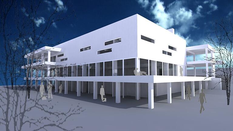 So könnte das Mellrichstädter Schwimmbad nach einem Entwurf von Architekt Dominik Wukowojac in einigen Jahren aussehen. Ob eine komplette Sanierung oder ein Neubau wirtschaftlicher ist, wird derzeit ermittelt. So könnte das Mellrichstädter Schwimmbad nach einem Entwurf von Architekt Dominik Wukowojac in einigen Jahren aussehen. Ob eine komplette Sanierung oder ein Neubau wirtschaftlicher ist, wird derzeit ermittelt.