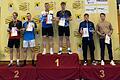 Bei der deutschen Badminton-Meisterschaft der Altersklasse U22 in Altenholz in Schleswig-Holstein holten Matthias Schnabel (rechts) vom TV Marktheidenfeld und Justin Seibel (Zweiter von rechts) vom TSV Neuhausen im Doppel die Bronzemedaille.