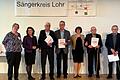 Die geehrten Mitglieder,&nbsp; Verantwortliche und Gäste beim Ehrungsnachmittag des Sängerkreises Lohr: Gertrud Nätscher, Sabine Sitter, Winfried Heidenfelder und Jakob Sammetinger, Heike Klug, Horst Achterling, Paul Sammeth und Almut Lang.