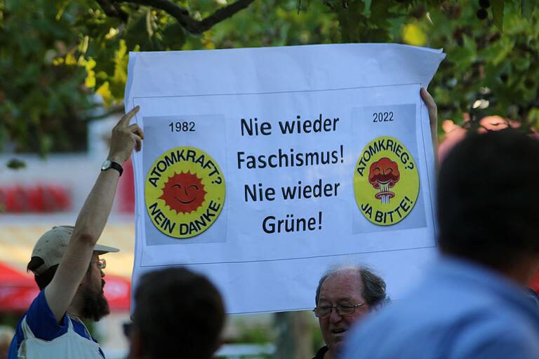 Auch von den sogenannten Querdenkern sind die Grünen eines der großen Feindbilder, wie dieses Plakat unschwer erkennen lässt.