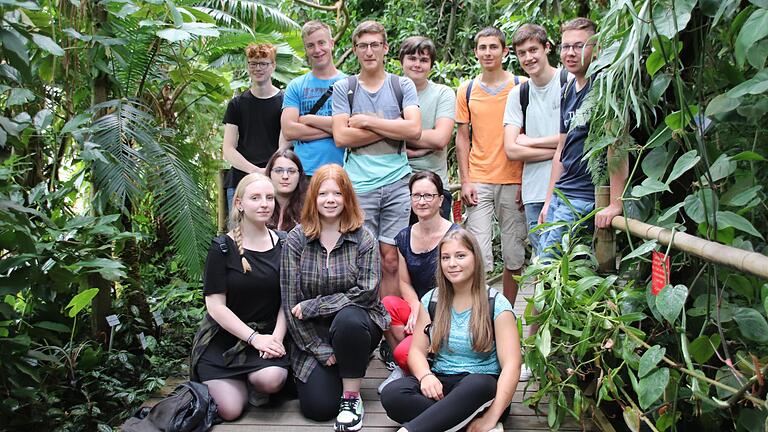 Die elfte Klasse des Zweigs Argrarwissenschaft, Bio- und Umwelttechnologie (ABU) der FOS/BOS Marktheidenfeld beim Besuch des Botanischen Gartens in Würzburg in der Praxiswoche.