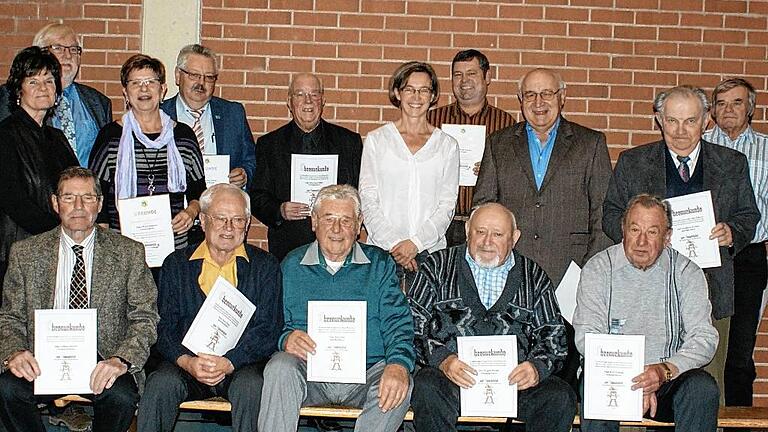 Der Imkerverein Greußenheim zeichnete zur 50-Jahrfeier zahlreiche verdiente und langjährige Mitglieder aus.