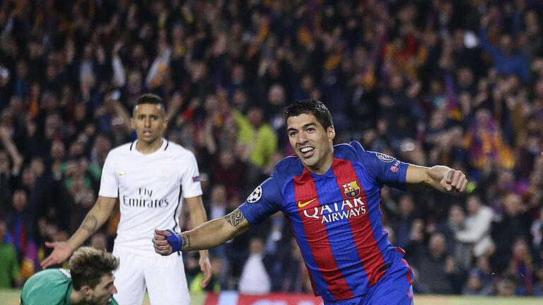 Torjäger       -  Luis Suarez jubelt nach seinem Treffer zum 1:0 für den FC Barcelona. Foto: Manu Fernandez