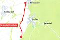 Der Trassenverlauf: Die geplante Umgehung soll östlich um die Gemeinde Sulzfeld herumgeführt werden.