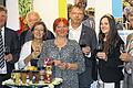 20 Jahre Fairtrade: Bei der Eröffnung zur Fairtrade-Ausstellung im Rathaus Güntersleben: (von links) Vereinssprecher und stellvertretender Bürgermeister Dieter Menth, Wilhelm und Carolin Ruppe (Vermieter des Eine-Welt-Ladens), Monika Bandorf-Hanft (Vorsitzende Harambee), Michael Röhm (Fair Trade Würzburg), Weinprinzessin Anna Helgert, und Bürgermeister Ernst Joßberger.