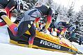 Die Favoriten sind andere, aber ihr Tatendurst ist groß vor der WM: Johannes Lochner, Florian Bauer, Christopher Weber und Unterfranke Christian Rasp (von rechts), hier beim Viererbob-Weltcup im Januar in Igls.