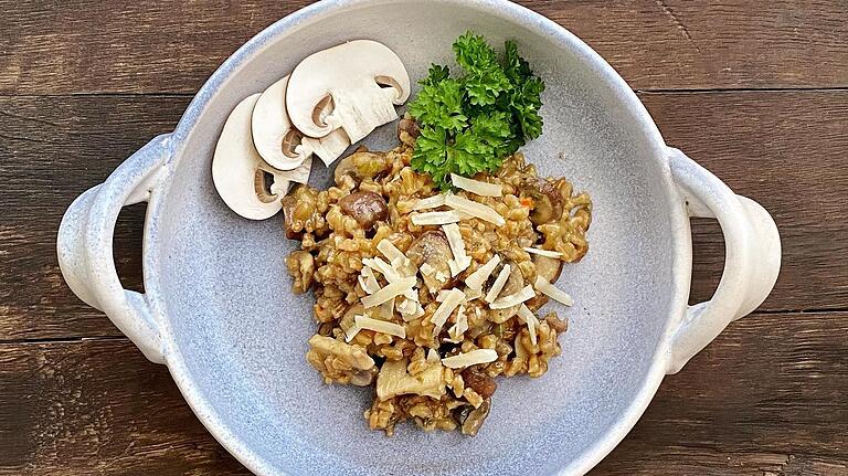 Dinkelrisotto mit Champignons