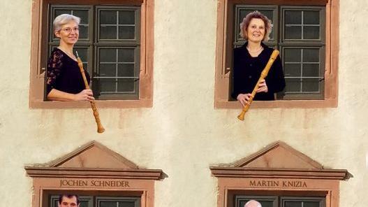 Das Ensemble La Speranza - Birgit Bahr, Blockflöte, Annette von Brenndorff, Blockflöte und Oboe, Jochen Schneider, Fagott, Martin Knizia, Cembalo -  musiziert im Kloster Wechterswinkel. Foto: Mathias von Brenndorff       -  Das Ensemble La Speranza - Birgit Bahr, Blockflöte, Annette von Brenndorff, Blockflöte und Oboe, Jochen Schneider, Fagott, Martin Knizia, Cembalo -  musiziert im Kloster Wechterswinkel. Foto: Mathias von Brenndorff