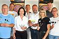 Auf dem Foto: Thomas Singvogel (Dartteam Gut Drauf, Goßmannsdorf), Thorsten Ellmann (Station Regenbogen), stv. Landrätin Christine Bender (LK Schweinfurt), Bürgermeister Horst Herbert (Kolitzheim), Schirmherr Landrat Thomas Thomas Eberth, Sabine Henkelmann (Keller-Darter, SV Kolitzheim), Steffen Bonfig (Vorstandsteam SV Kolitzheim), Nadja Haupelsdörfer (Vorstandsteam SV Kolitzheim).