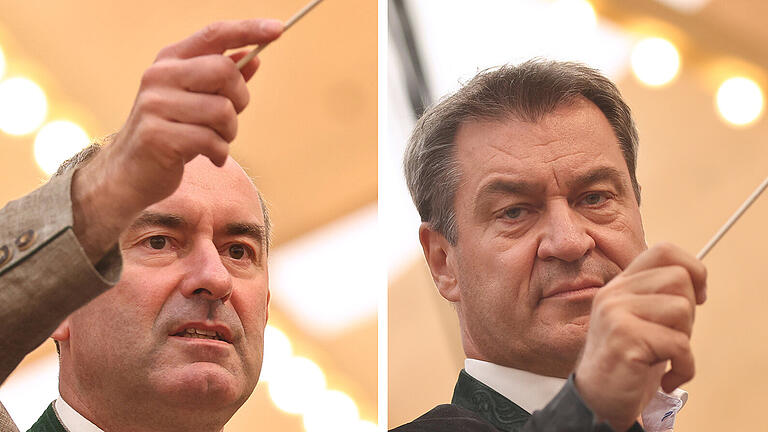 Kombo.jpeg - Zwischen dem CSU-Chef Markus Söder und dem Chef der Freien Wähler, Hubert Aiwanger, fliegen schon einen Tag nach der Landtagswahl die Fetzen. Kombo.jpeg - Zwischen dem CSU-Chef Markus Söder und dem Chef der Freien Wähler, Hubert Aiwanger, fliegen schon einen Tag nach der Landtagswahl die Fetzen.