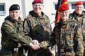 Gefechtssimulationszentrum Wildflecken       -  Kommandowechsel beim Gefechtssimulationszentrum in Wildflecken (von links):  Oberst Christian Gnerlich, Brigadegeneral Heinz Josef Feldmann, Oberst Ralf Broszinski.