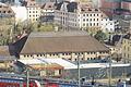 Blick auf die Frankenhalle in der Äußeren Pleich in Würzburg.