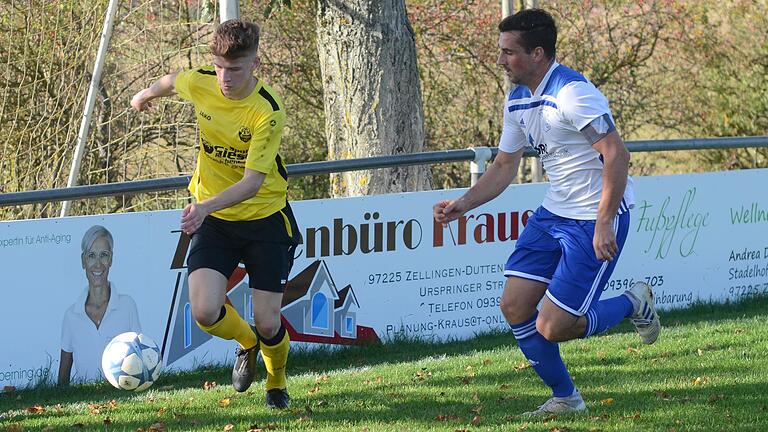 Lasufduell: Manuel Knorr (rechts) vom TSV Duttenbrunn hat den Vorstoß des Eisingers Constantin Schmitt fest im Blick.