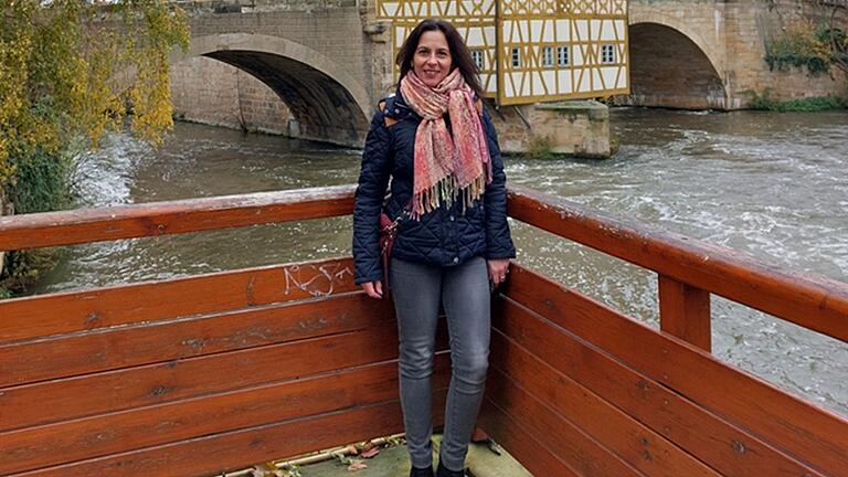 Die Hospitantin Ildikó Erdősiné Mayer bei ihrem Ausflug nach Bamberg.