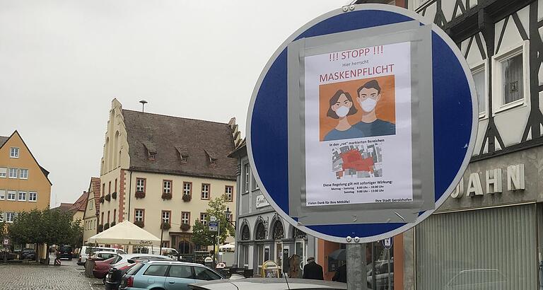 Auch auf dem Marktplatz in Gerolzhofen gilt seit Mittwoch&nbsp;Maskenpflicht.