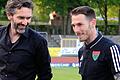 Haben allerweil gut Lachen: FC-05-Sportlicher Leiter Robert Hettich (links) und der Schweinfurter Trainer Tobias Strobl.&nbsp;