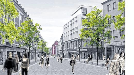 So könnte sie aussehen: Die Eichhornstraße – hier Blickrichtung Marienkapelle – soll Fußgängerzone werden. So könnte sie aussehen: Die Eichhornstraße – hier Blickrichtung Marienkapelle – soll Fußgängerzone werden.
