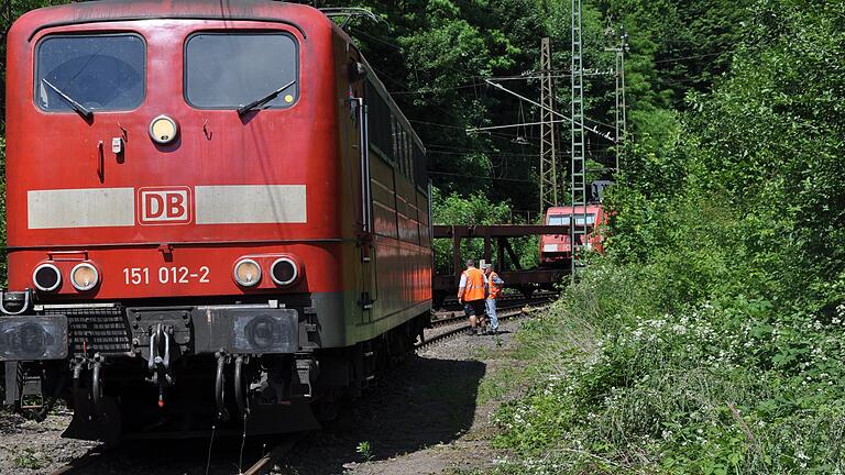 Eine der Schiebeloks am letzten Tag des Schiebelokbetriebes auf der Spessartrampe zwischen Laufach und Heigenbrücken am 14. Juni 2017.