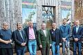Die Akteure der Fachtagung über die Holznutzung der Zukunft in Handthal: von links Moderator Stephan Thierfelder, Dietmar Riecks, Hannsjörg Pohlmeyer, Professor Klaus Richter, Jürgen Schaffitzel, Roland Frehner, Philip Leube, Stefan Torno und Constanze Haissig.