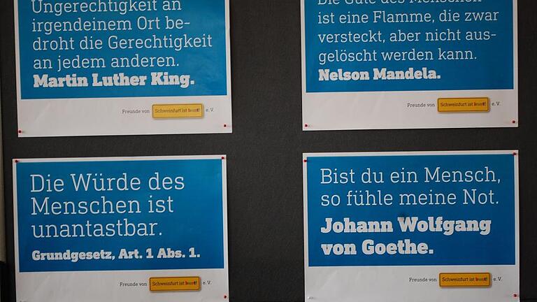 Die Nachdenkkampagne besteht aus einer Vortragsreihe und Großplakaten mit Zitaten namhafter Persönlichkeiten zum Thema Frieden und Miteinander auf der Welt.