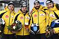 Mit dieser Viererbob-Crew wurde Pilot Johannes Lochner vor zwei Jahren Weltcup-Zweiter in Winterberg. Unterfranke Christian Rasp (2. v. l.) musste damals das Sponsorenbier halten.