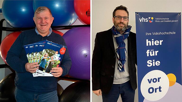 Arbeiten künftig in einer den gesamten, den Landkreis Rhön-Grabfeld übergreifenden Volkshochschule zusammen: Dr. Kai Uwe Tapken, bisher Leiter der VHS Bad Neustadt und Rhön-Saale e.V., und Florian Schmitt, bisher Geschäftsführer der Volkshochschule Rhön und Grabfeld gGmbH.