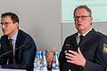 Im Polizeipräsidium Unterfranken präsentierten sie ihre Sicherheitsbilanz für das Jahr 2022: Polizeipräsident Detlev Tolle (rechts) und der Leitende Kriminaldirektor Holger Baumbach.
