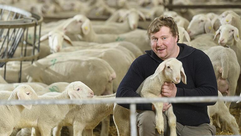 Schäfer Pascal Papp hält im Stall der Familie am Rande von Opferbaum ein drei Wochen altes Lamm im Arm. Mit etwa 800 Schafen sind die Schäfer von April bis Februar in der Region unterwegs. Und dabei die meiste Zeit ganz alleine. Schäfer Pascal Papp hält im Stall der Familie am Rande von Opferbaum ein drei Wochen altes Lamm im Arm. Mit etwa 800 Schafen sind die Schäfer von April bis Februar in der Region unterwegs. Und dabei die meiste Zeit ganz alleine.