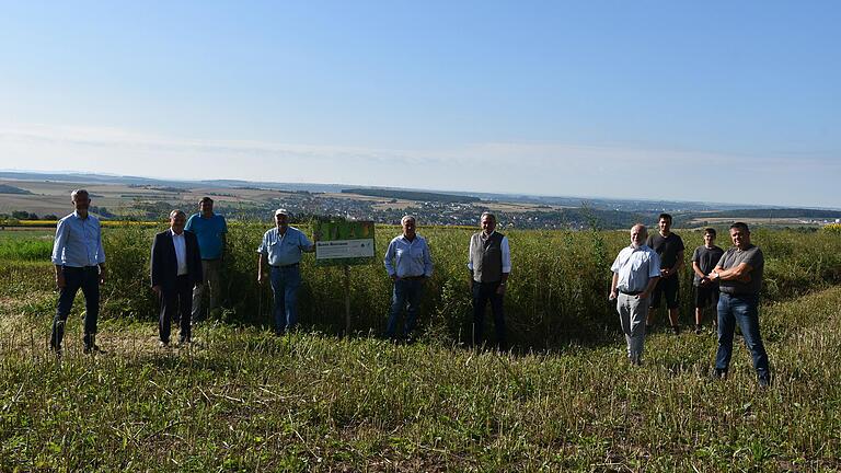 Bei der Vorstellung des Projektes „Bunte Biomasse“ (von links): Rimpars Bürgermeister Bernhard Weidner, MdL Manfred Ländner, Landwirt Helmut Keidel, Landwirt Helmut Emmerling, Werner Kuhn vom Netzwerk Lebensraum Feldflur, MdB Paul Lehrieder, der Leiter des AELF Harald Blankart, Landwirt Michael Keidel und sein Praktikant Valentin Mehlig sowie Landwirt Robert Schömig. Bei der Vorstellung des Projektes „Bunte Biomasse“ (von links): Rimpars Bürgermeister Bernhard Weidner, MdL Manfred Ländner, Landwirt Helmut Keidel, Landwirt Helmut Emmerling, Werner Kuhn vom Netzwerk Lebensraum Feldflur, MdB Paul Lehrieder, der Leiter des AELF Harald Blankart, Landwirt Michael Keidel und sein Praktikant Valentin Mehlig sowie Landwirt Robert Schömig.