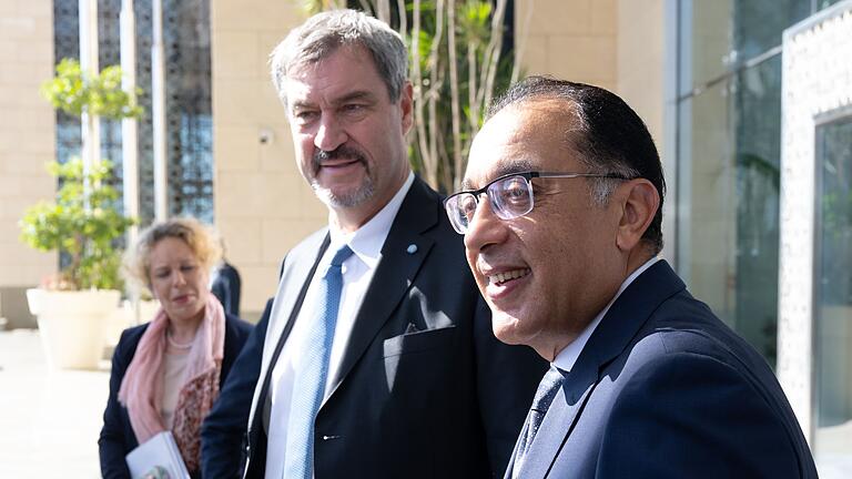 Bayerns Ministerpräsident Söder reist nach Ägypten       -  Auch im Gespräch mit dem Premierminister Mustafa Madbuli war der Nah-Ost-Konflikt das wichtigste Thema beim Besuch von Markus Söder.