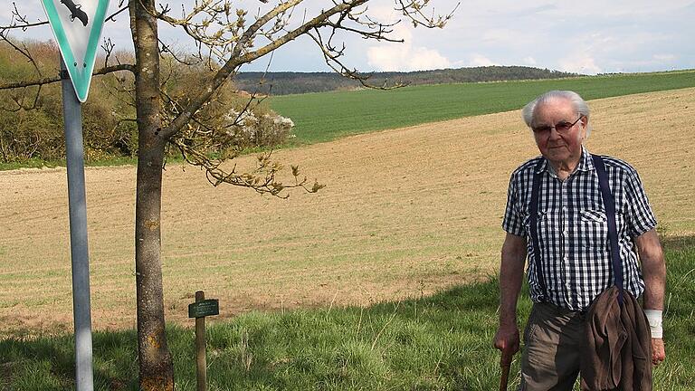 Alfred Hock: „Hier östlich des Saupurzels (nahe Radweg Karlstadt-Schönarts) landeten die Segelflieger in den 1930er Jahren häufig.“ Alfred Hock: „Hier östlich des Saupurzels (nahe Radweg Karlstadt-Schönarts) landeten die Segelflieger in den 1930er Jahren häufig.“
