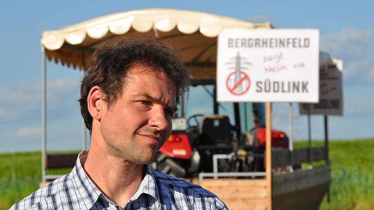 Landtagsabgeordneter Martin Stümpfig (Grüne) diskutierte in Bergrheinfeld mit Gegnern der Stromtrasse SuedLink.
