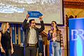 Bei der 'BR-Radlnacht' im Münchner Hofbräuhaus stellte der Bayerische Rundfunk Bad Neustadt als erste Etappe der BR-Radltour vor. Bad Neustadts Bürgermeister Michael Werner (Dritter von links) und Kulturmanager Michael Schönmeier waren persönlich zugegen.