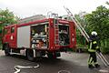 Die Feuerwehr macht sich bereit für die Übung an der Grundschule Sandberg.