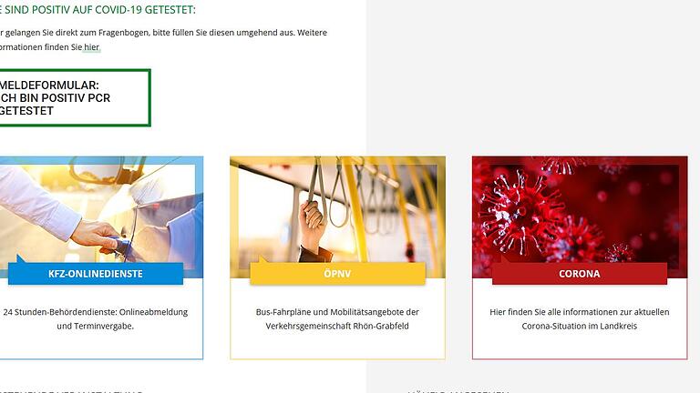 Schon von der Startseite der Landkreis-Homepage können sich Infizierte auf das Meldeformular weiterleiten lassen.