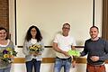 Die scheidenden Mitglieder des Vorstands Sonja Reubelt, Carmen Zehe, Steffen Zehe und der neue Vorsitzende Benjamin Holzheimer.