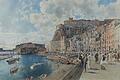 „Am Hafen von Santa Lucia in Neapel“, um 1867, ist das Aquarell von Rudolf von Alt betitelt.
