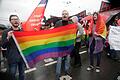 Russland verbietet LGBTQ+-Bewegung.jpeg       -  Aktivisten nehmen in St. Petersburg an einer Kundgebung für LGBTQ+-Rechte teil.