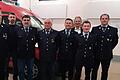 Die alte und neue Führungsriege der Feuerwehr (im Bild von links): Kommandant Jonas Redweik, neuer stellvertretender Vorstand Helge Zirk, neuer Vorstand Dieter Schmidt, scheidender Vorstand Werner Herbert, Kassier Andreas Kleinhenz, Bürgermeister Horst Herbert, Schriftführer Markus Kleinhenz, stellvertretender Kommandant Daniel Geißel.