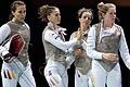 Sie haben sich eingeschworen: Anne Sauer, Leonie Ebert, Carolin Golubytskyi und Eva Hampel (von links) wollen als Mannschaft zu den Olympischen Spielen 2020 in Tokio.