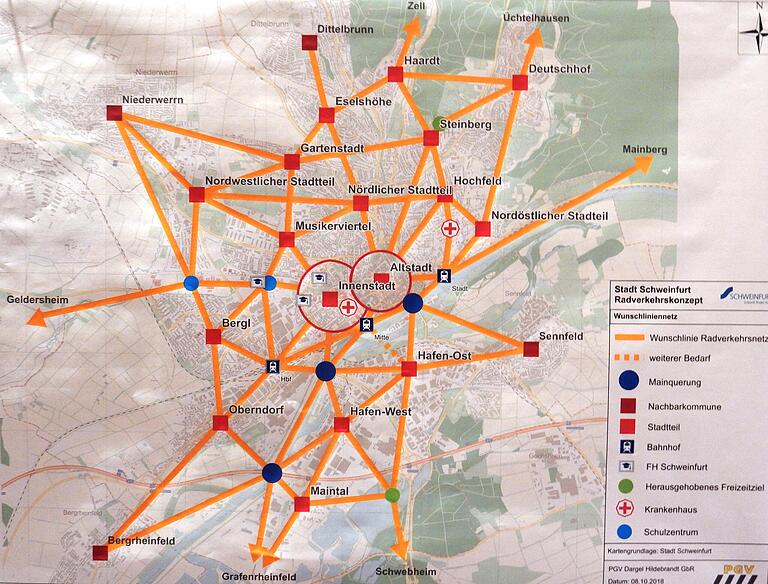 Das Radverkehrskonzept sieht Hauptachsen für das ganze Stadtgebiet vor. Das Radverkehrskonzept sieht Hauptachsen für das ganze Stadtgebiet vor.