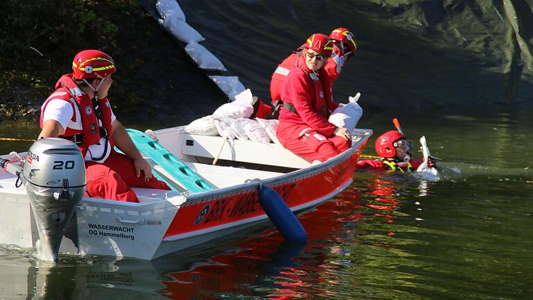 Ein Deich- oder Lecksegel wurde auf der Böschung abgerollt und auf den Seiten – auch unter Wasser – mit Sandsäcken beschwert. Die Säcke wurden mit einem Flachwasserboot an das gegenüberliegende Ufer transportiert. - Ein Deich- oder Lecksegel wurde auf der Böschung abgerollt und auf den Seiten – auch unter Wasser – mit Sandsäcken beschwert. Die Säcke wurden mit einem Flachwasserboot an das gegenüberliegende Ufer transportiert. Ein Deich- oder Lecksegel wurde auf der Böschung abgerollt und auf den Seiten – auch unter Wasser – mit Sandsäcken beschwert. Die Säcke wurden mit einem Flachwasserboot an das gegenüberliegende Ufer transportiert. - Ein Deich- oder Lecksegel wurde auf der Böschung abgerollt und auf den Seiten – auch unter Wasser – mit Sandsäcken beschwert. Die Säcke wurden mit einem Flachwasserboot an das gegenüberliegende Ufer transportiert.