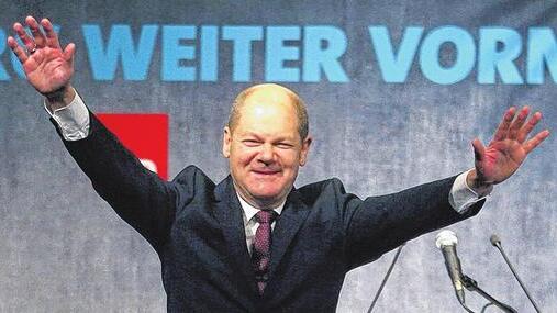 Strahlender Sieger: Olaf Scholz nach den ersten Hochrechnungen