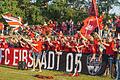 Die Fans des FC Eibstadt (Archivbild) feierten im letzten Jahr mit ihrer Mannschaft den Aufstieg nach dem 1:0-Erfolg in der Relegation gegen den FC Reichenbach.