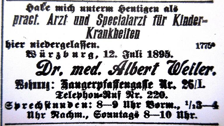 Im Juli 1895 ließ sich Weiler als erster Kinderarzt Würzburgs nieder. Foto: Andreas Mettenleiter
