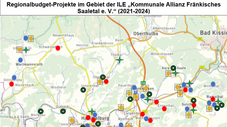 Regionalbudget Altlandkreis Hammelburg - An diesen Orten wurden schon Kleinprojekte mithilfe des Regionalbudgets umgesetzt. Regionalbudget Altlandkreis Hammelburg - An diesen Orten wurden schon Kleinprojekte mithilfe des Regionalbudgets umgesetzt.