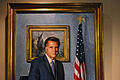 State House: Mitt Romney grüßt als Ölgemälde von der Wand (oben).