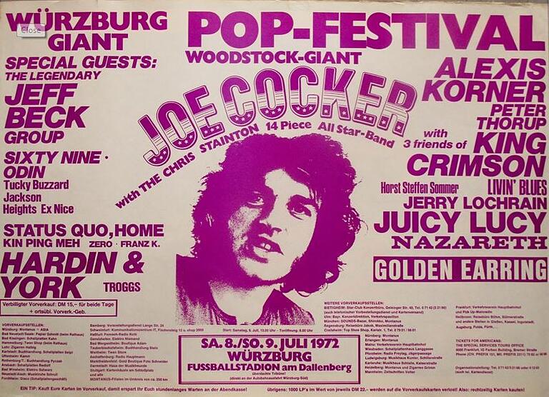 Das Plakat des Würzburger Popfestivals 1972. Das Plakat des Würzburger Popfestivals 1972.